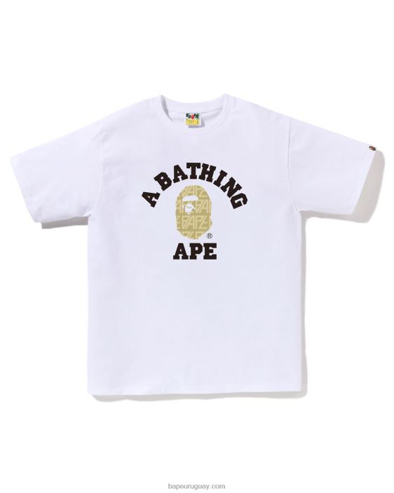 camiseta universitaria con monograma y logo hombres blanco 26D80205 A Bathing Ape