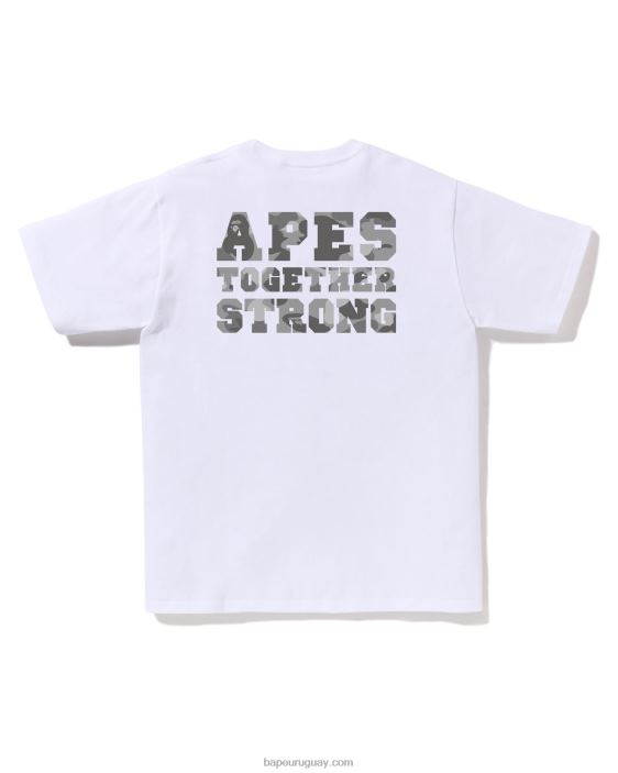 camiseta universitaria de camuflaje de nido de abeja hombres blanco 26D80265 A Bathing Ape