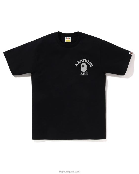 camiseta universitaria de camuflaje de nido de abeja hombres negro 26D80263 A Bathing Ape