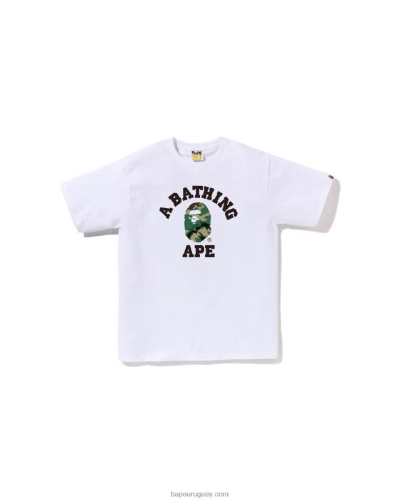 camiseta universitaria de camuflaje y bosque hombres blanco 26D80222 A Bathing Ape