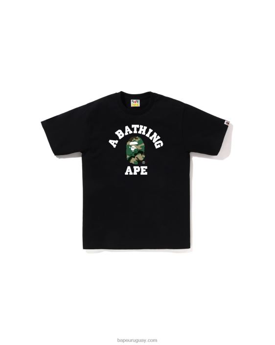 camiseta universitaria de camuflaje y bosque hombres negro 26D80221 A Bathing Ape