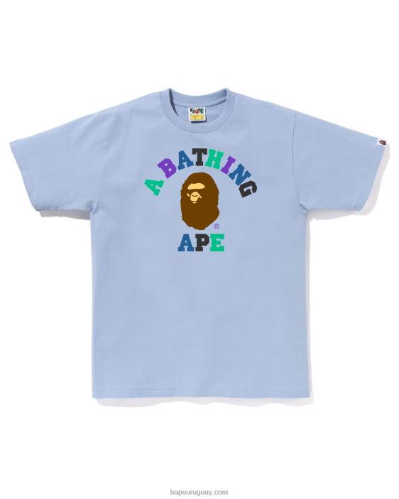camiseta universitaria de colores hombres azul claro 26D8016 A Bathing Ape
