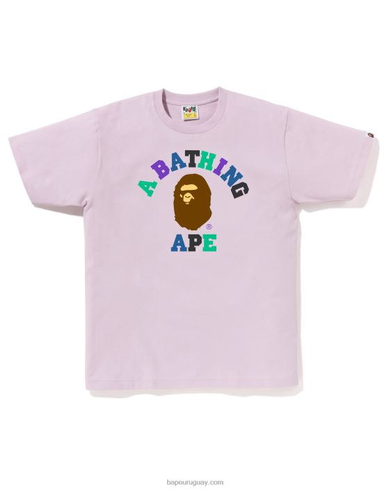 camiseta universitaria de colores hombres lila pastel 26D8018 A Bathing Ape