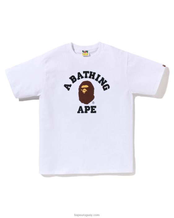 camiseta universitaria de pigmento hombres blanco 26D80152 A Bathing Ape