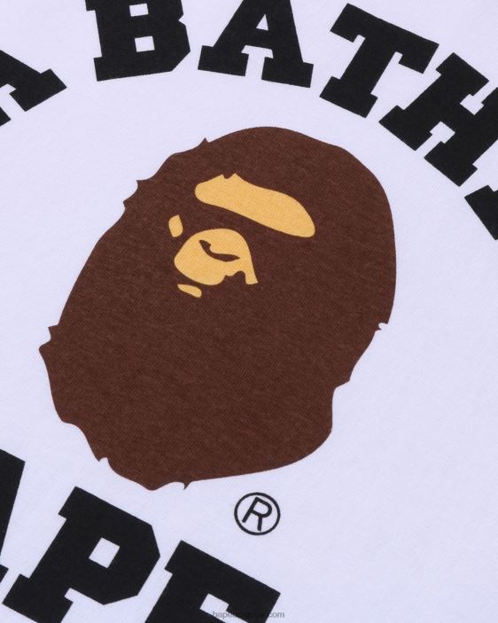 camiseta universitaria de pigmento hombres blanco 26D80152 A Bathing Ape