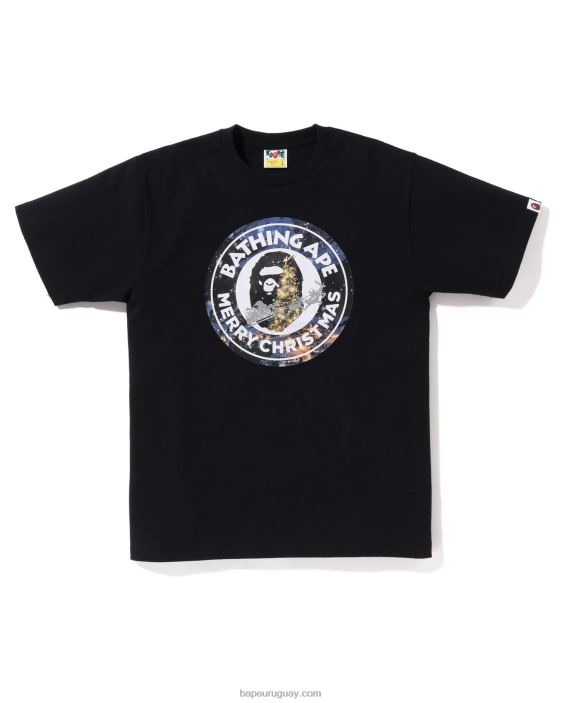navidad ocupado con camiseta de trabajo hombres negro 26D80138 A Bathing Ape
