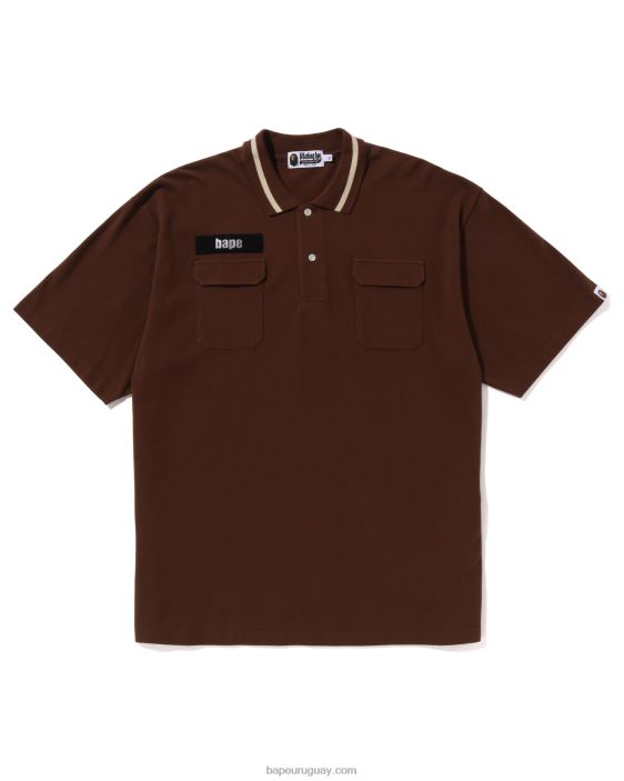 polo de corte holgado hombres marrón 26D80141 A Bathing Ape