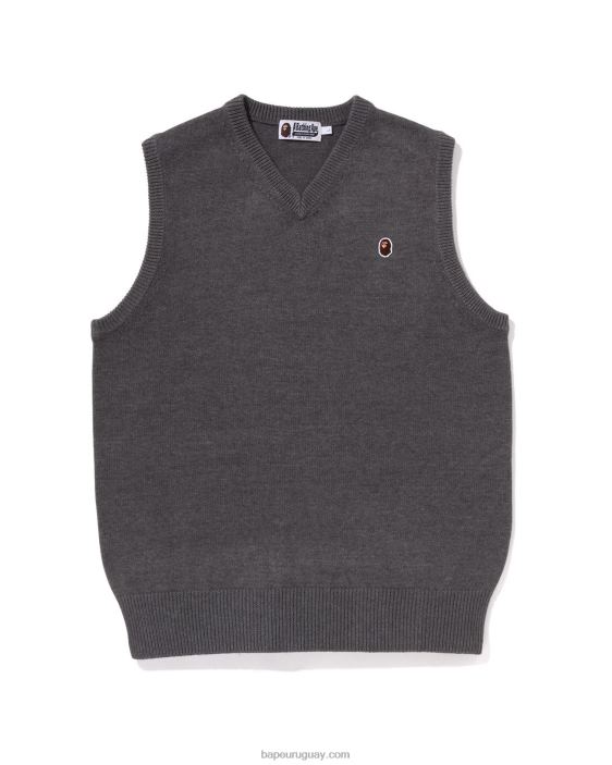 chaleco de punto con cabeza de un punto hombres gris 26D80224 A Bathing Ape