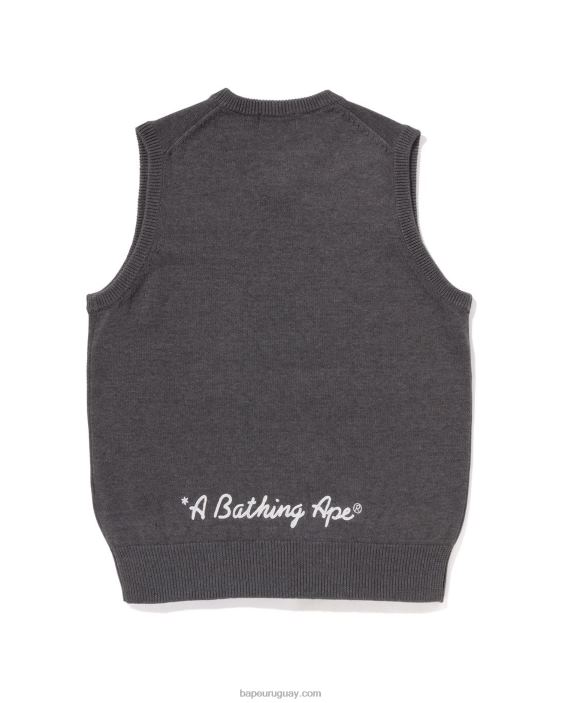 chaleco de punto con cabeza de un punto hombres gris 26D80224 A Bathing Ape