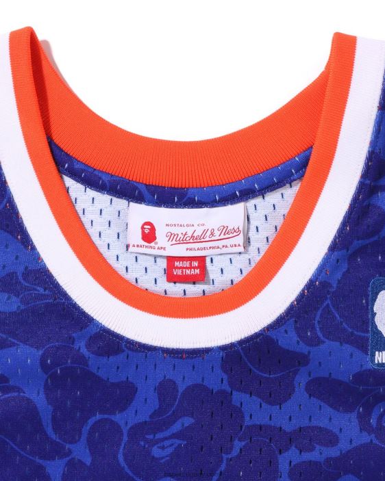 x m&n camiseta de los knicks de nueva york hombres azul 26D80374 A Bathing Ape