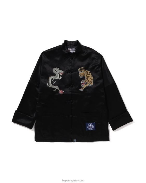chamarra china holgada con motivo japonés hombres negro 26D80113 A Bathing Ape