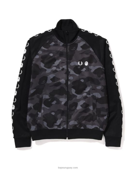 chaqueta de chándal camuflada en color x fred perry hombres negro 26D80214 A Bathing Ape