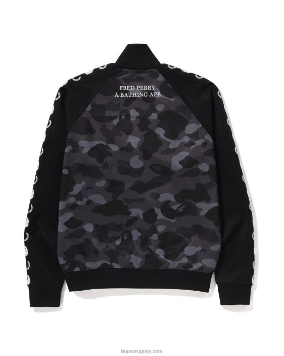 chaqueta de chándal camuflada en color x fred perry hombres negro 26D80214 A Bathing Ape