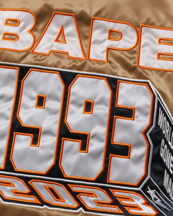 chaqueta universitaria de nailon hombres oro 26D80181 A Bathing Ape