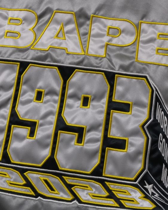 chaqueta universitaria de nailon hombres plata 26D80182 A Bathing Ape