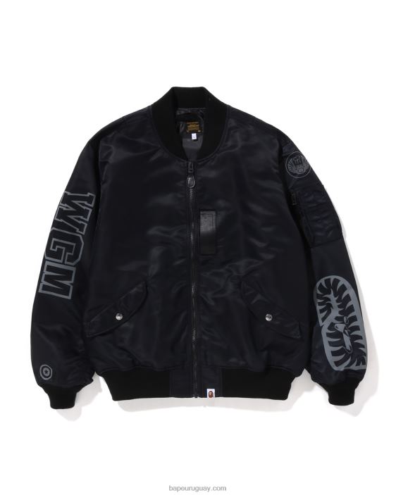 tiburón ajuste holgado ma-1 hombres negro 26D80191 A Bathing Ape