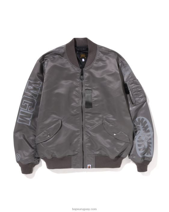 tiburón ajuste holgado ma-1 hombres plata 26D80192 A Bathing Ape