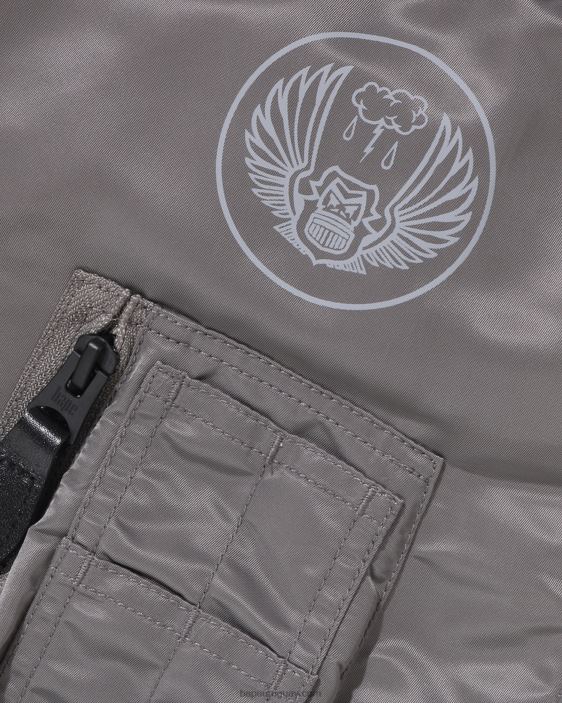 tiburón ajuste holgado ma-1 hombres plata 26D80192 A Bathing Ape