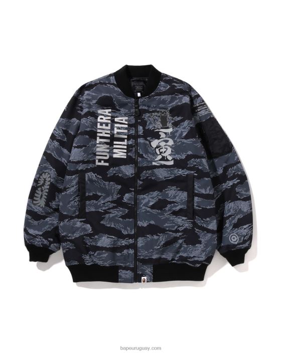 tigre camo largo ma-1 hombres negro 26D80326 A Bathing Ape