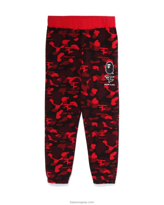 pantalones de chándal bape x faze clan hombres rojo brillante 26D80271