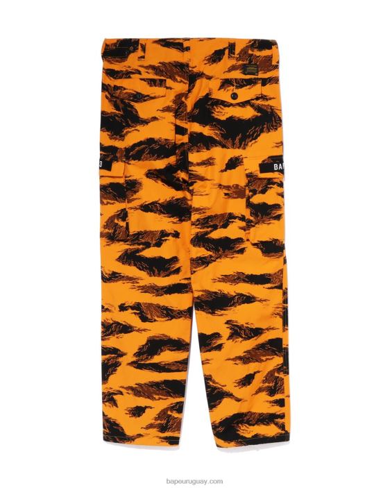 pantalones militares de ajuste relajado con camuflaje de tigre hombres naranja 26D80336 A Bathing Ape