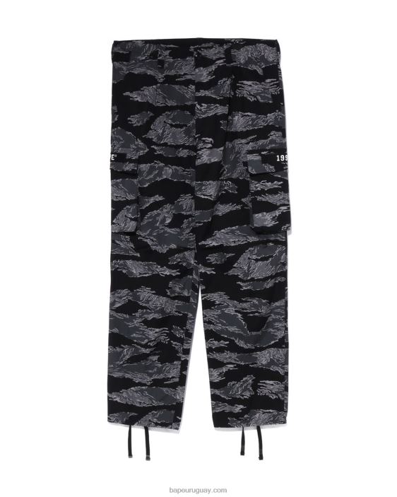 pantalones militares de ajuste relajado con camuflaje de tigre hombres negro 26D80335 A Bathing Ape