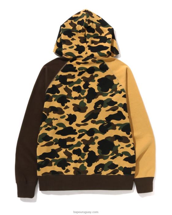 1st camo crazy college sudadera con cremallera completa hombres amarillo 26D80255 A Bathing Ape