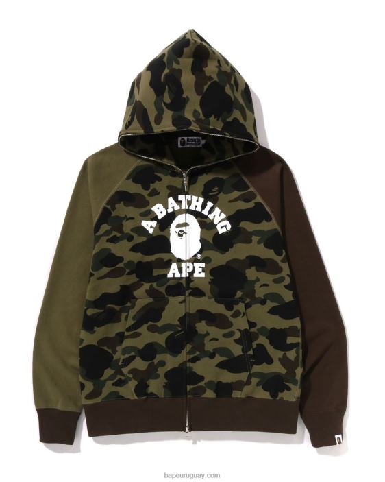 1st camo crazy college sudadera con cremallera completa hombres ejercito verde 26D80254 A Bathing Ape