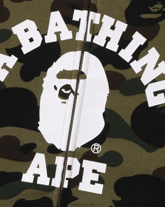 1st camo crazy college sudadera con cremallera completa hombres ejercito verde 26D80254 A Bathing Ape
