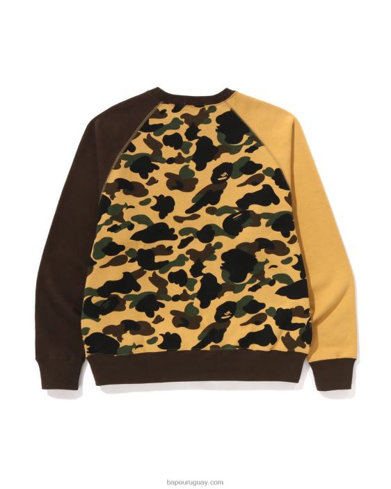 1st camuflaje loco ajuste relajado cuello redondo hombres amarillo 26D80287 A Bathing Ape