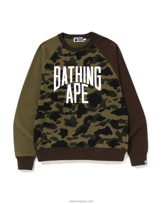 1st camuflaje loco ajuste relajado cuello redondo hombres ejercito verde 26D80286 A Bathing Ape