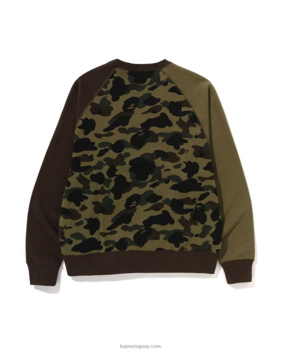 1st camuflaje loco ajuste relajado cuello redondo hombres ejercito verde 26D80286 A Bathing Ape