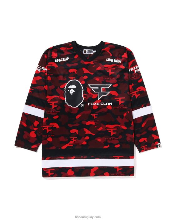 camiseta de hockey del clan bape x faze hombres rojo brillante 26D80262