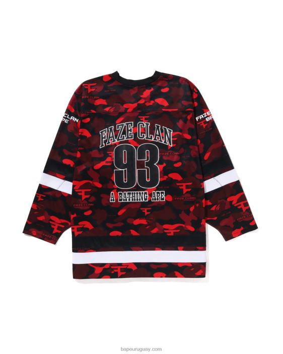camiseta de hockey del clan bape x faze hombres rojo brillante 26D80262