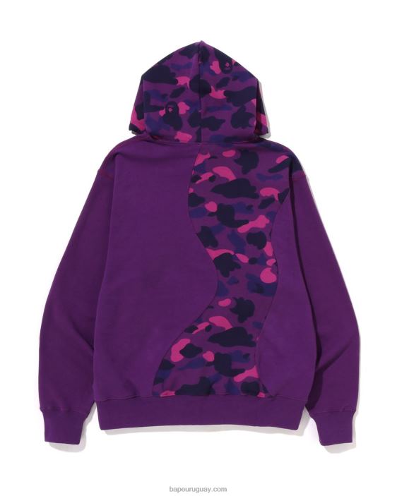 sudadera con capucha holgada de corte universitario de camuflaje de color hombres púrpura 26D80298 A Bathing Ape
