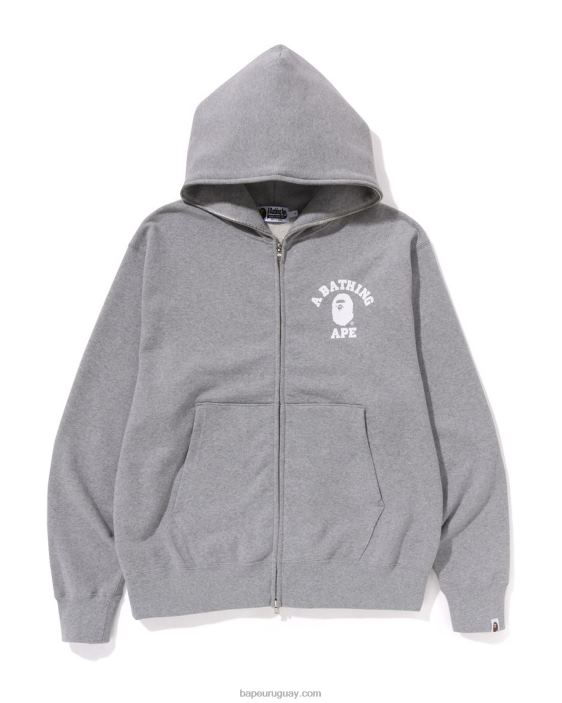sudadera con capucha y cremallera completa de ajuste holgado de la universidad hombres gris 26D80235 A Bathing Ape