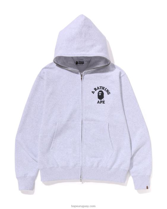 sudadera con capucha y cremallera completa de ajuste holgado de la universidad hombres gris claro 26D80234 A Bathing Ape