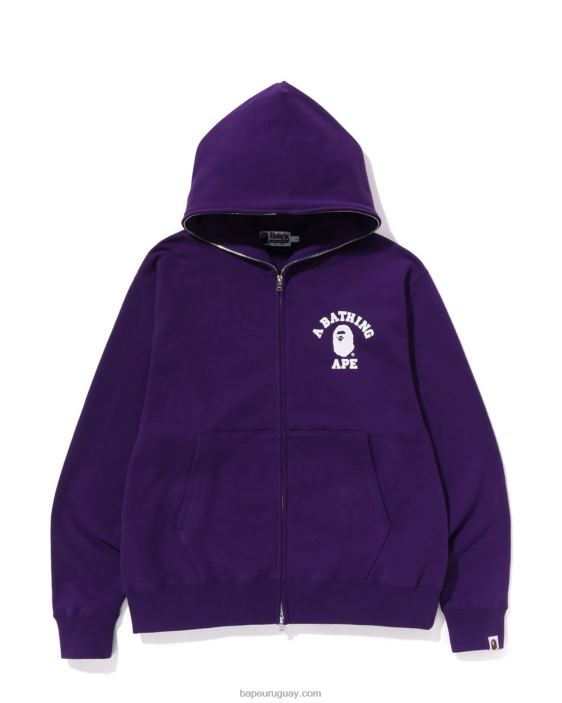 sudadera con capucha y cremallera completa de ajuste holgado de la universidad hombres púrpura 26D80237 A Bathing Ape