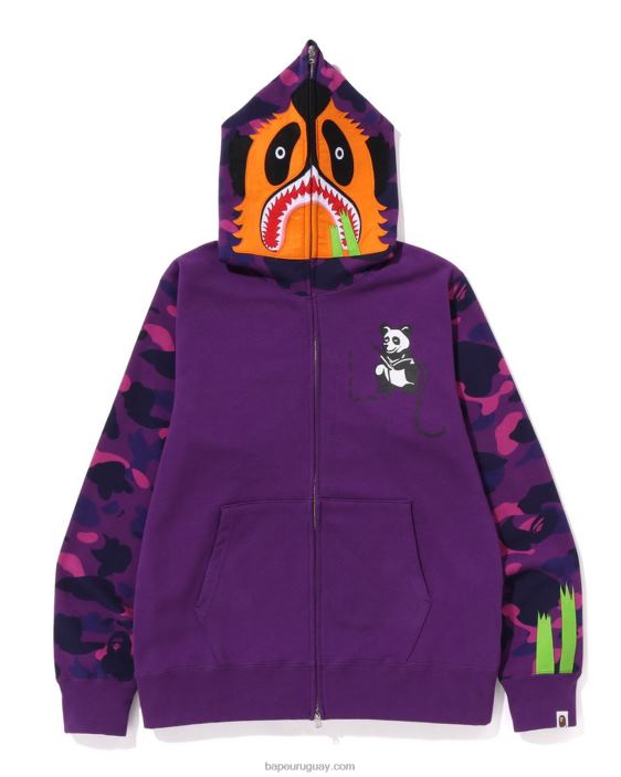 sudadera con capucha y cremallera completa de panda de camuflaje de color hombres púrpura 26D80187 A Bathing Ape