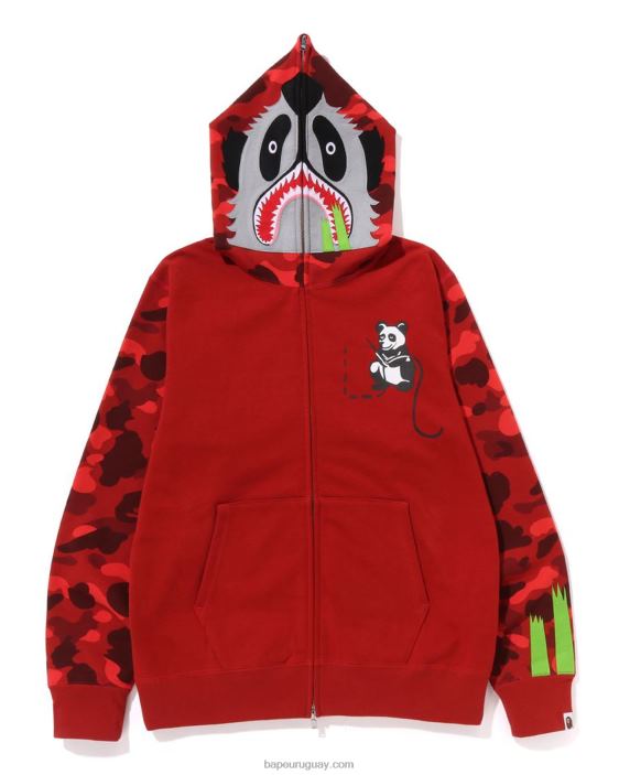 sudadera con capucha y cremallera completa de panda de camuflaje de color hombres rojo brillante 26D80188 A Bathing Ape