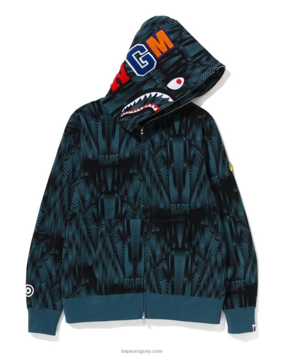 sudadera con capucha y cremallera completa speed racer shark hombres azul 26D80303 A Bathing Ape