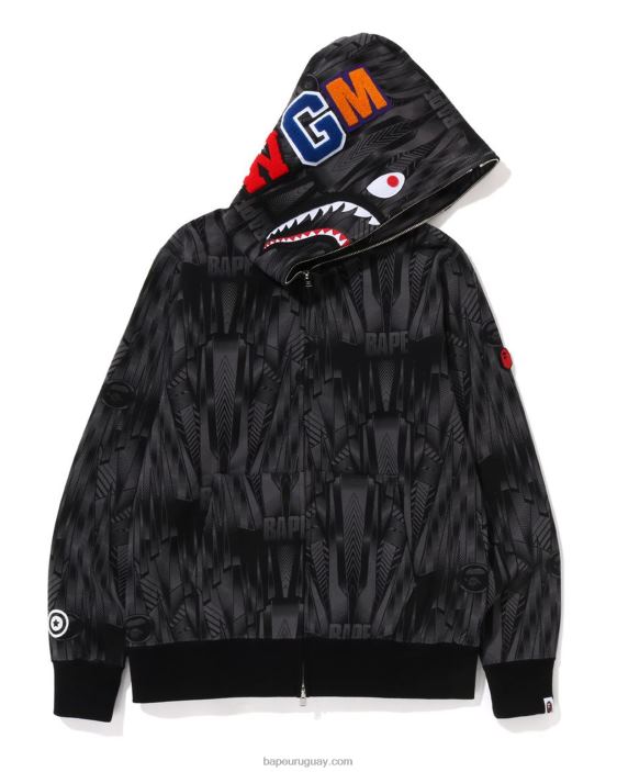 sudadera con capucha y cremallera completa speed racer shark hombres negro 26D80302 A Bathing Ape