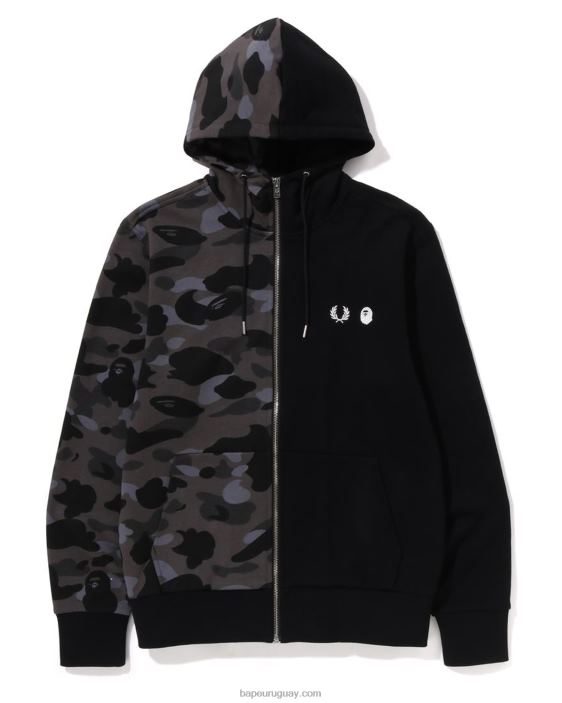 x fred perry sudadera con capucha y cremallera en color camuflado hombres negro 26D80215 A Bathing Ape