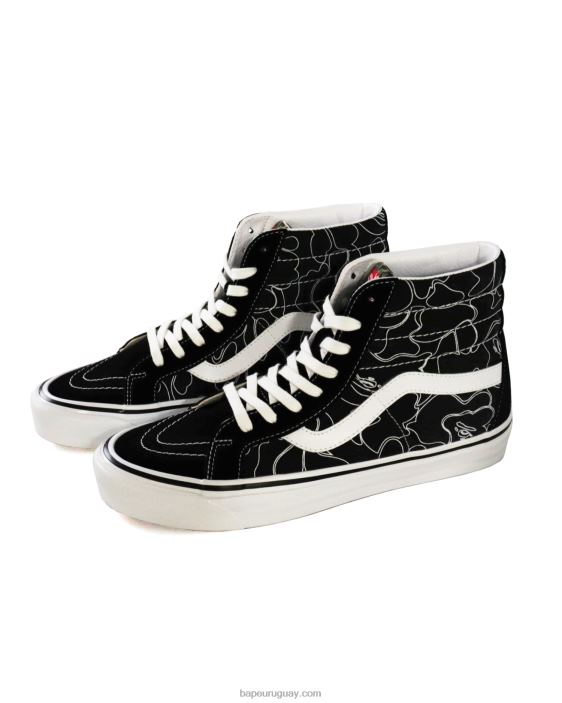 bape x vans línea abc camo sk8-hi hombres negro 26D80724