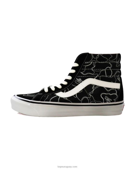 bape x vans línea abc camo sk8-hi hombres negro 26D80724