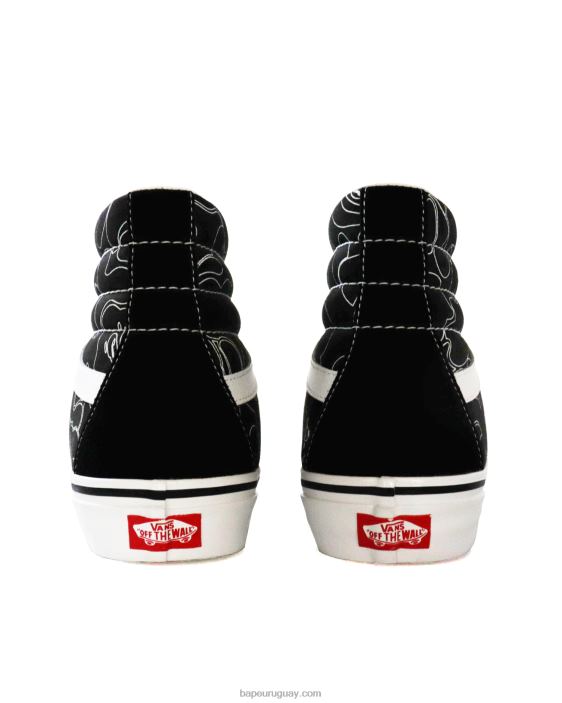 bape x vans línea abc camo sk8-hi hombres negro 26D80724