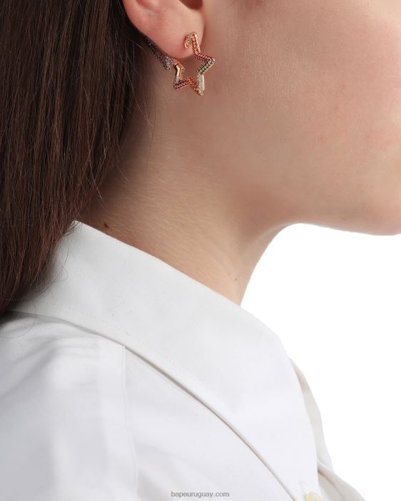 aretes con logo y cristales mujer oro 26D801112 A Bathing Ape