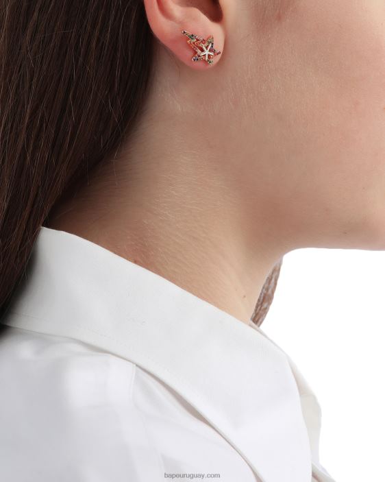 aretes con logo y cristales mujer oro 26D801123 A Bathing Ape