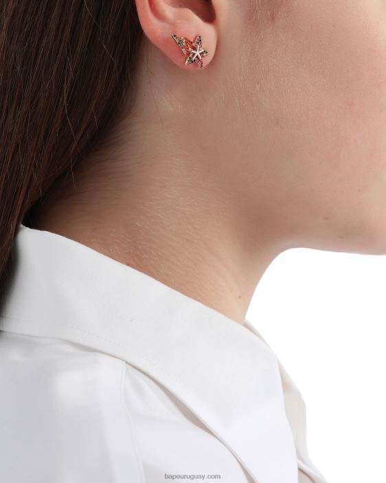 aretes con logo y cristales mujer oro 26D801123 A Bathing Ape