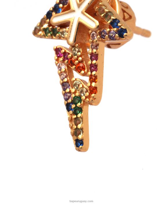 aretes con logo y cristales mujer oro 26D801123 A Bathing Ape